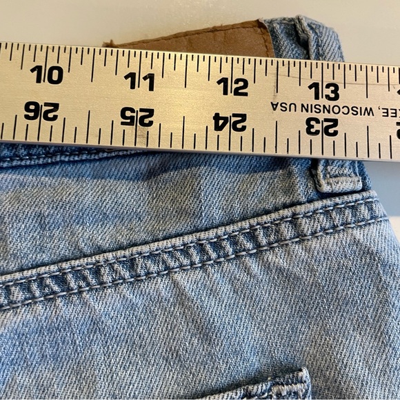 American Eagle Denim Shorts Sz 4Half Blue Plaid Highest Rise Mom Summer Casual - Picture 3 of 12